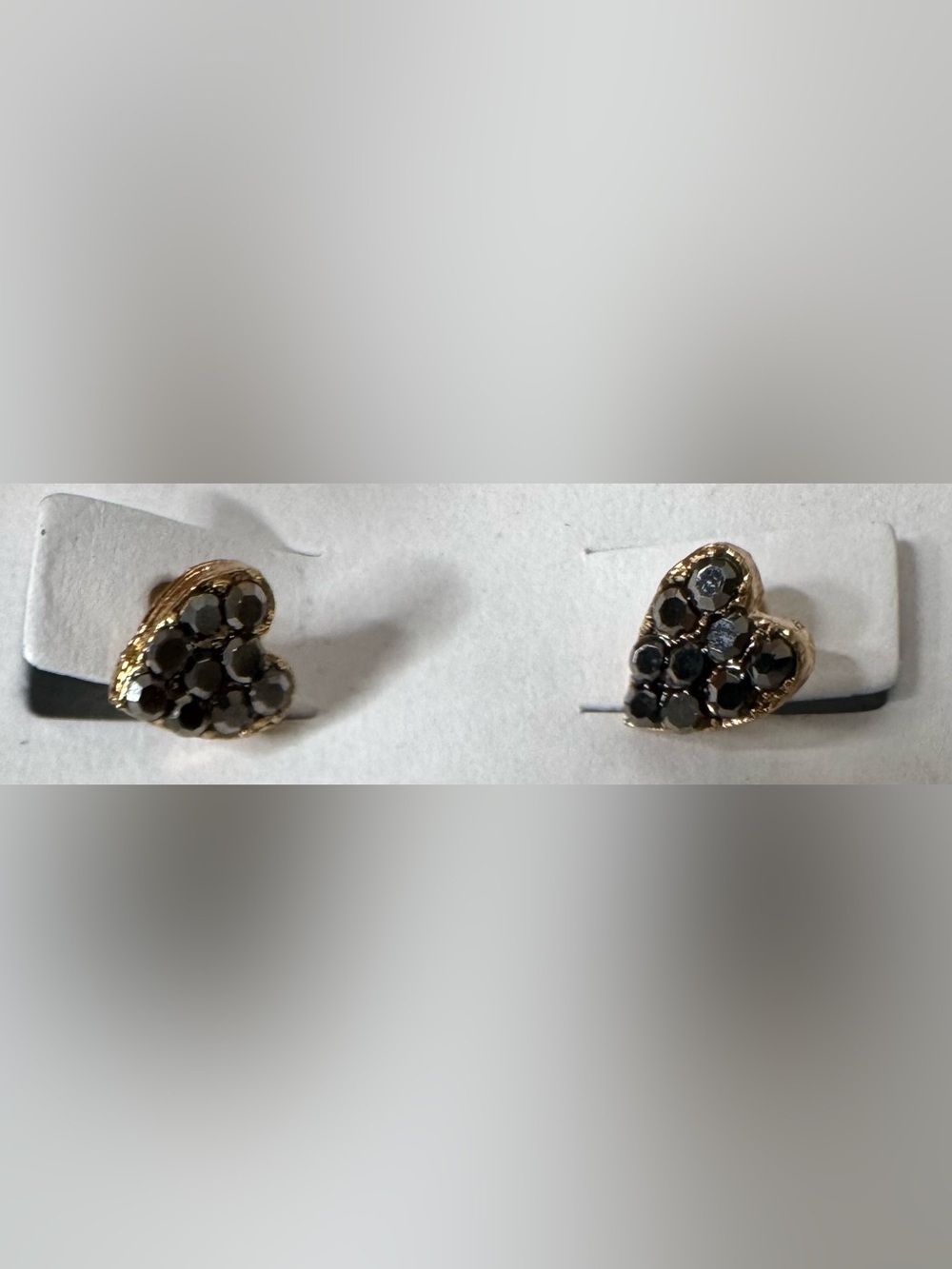 Gold Heart Stud Earrings with Black Stones - Women Jewelry love hearts romance